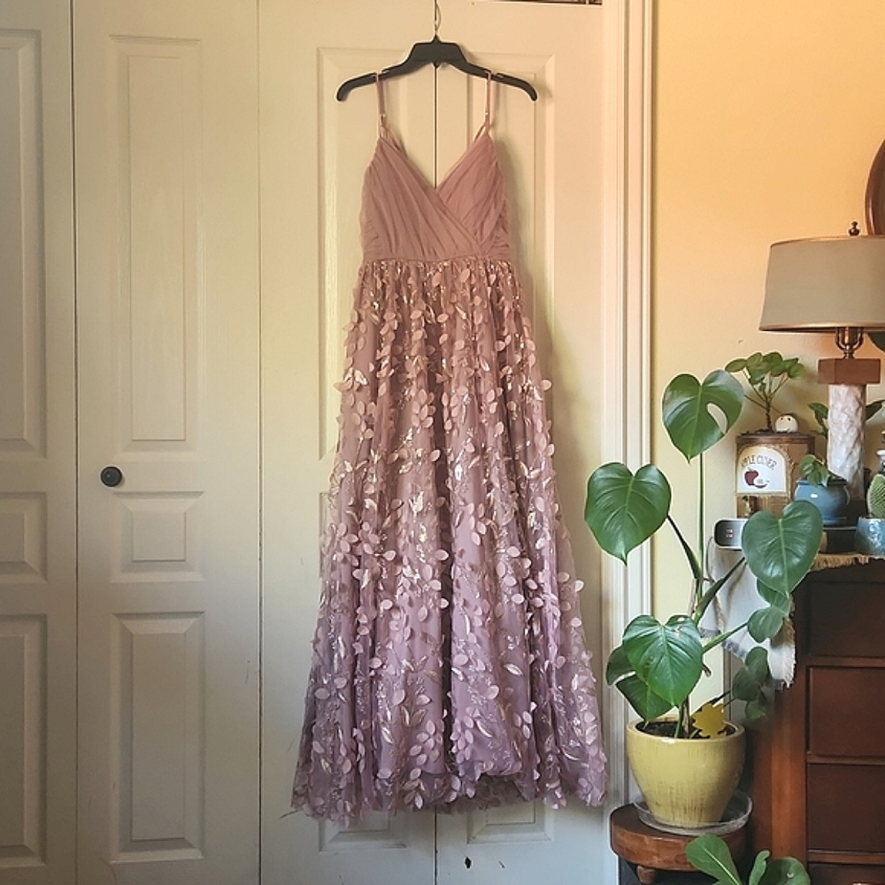 Trixxi Petal Purple Spaghetti Strap Full-length Dress Prom Tulle Sz 7 Low back